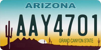 AZ license plate AAY4701