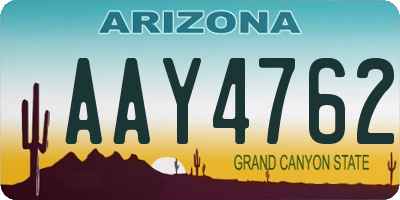 AZ license plate AAY4762