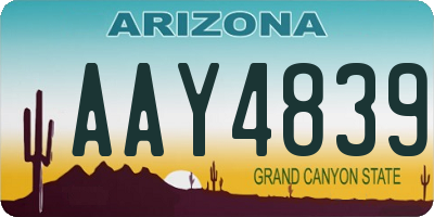 AZ license plate AAY4839