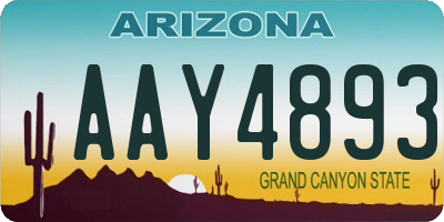 AZ license plate AAY4893
