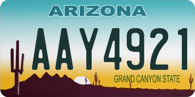 AZ license plate AAY4921