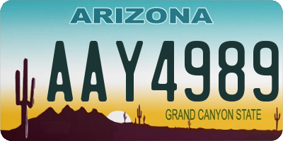 AZ license plate AAY4989