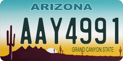 AZ license plate AAY4991