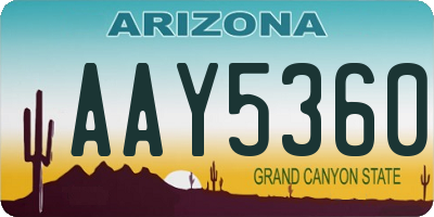 AZ license plate AAY5360