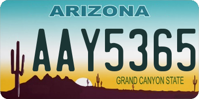 AZ license plate AAY5365