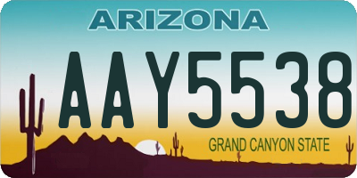 AZ license plate AAY5538