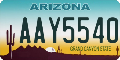 AZ license plate AAY5540