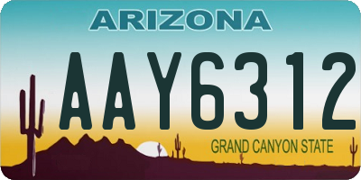 AZ license plate AAY6312