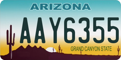 AZ license plate AAY6355