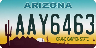 AZ license plate AAY6463