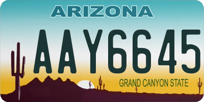 AZ license plate AAY6645