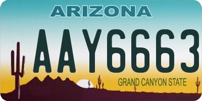 AZ license plate AAY6663