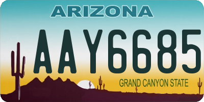 AZ license plate AAY6685