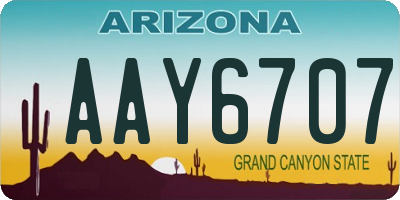 AZ license plate AAY6707
