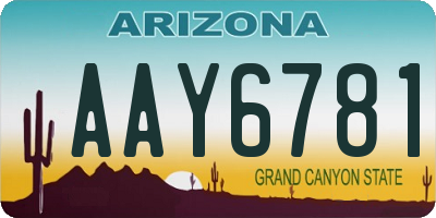 AZ license plate AAY6781