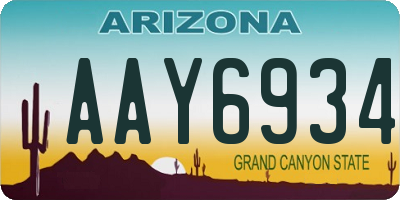 AZ license plate AAY6934