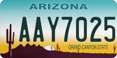 AZ license plate AAY7025