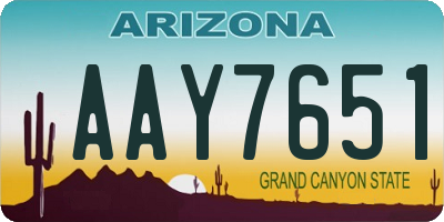 AZ license plate AAY7651