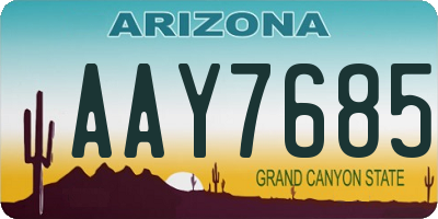 AZ license plate AAY7685