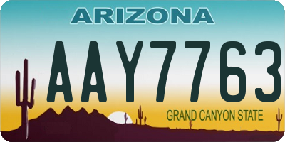 AZ license plate AAY7763
