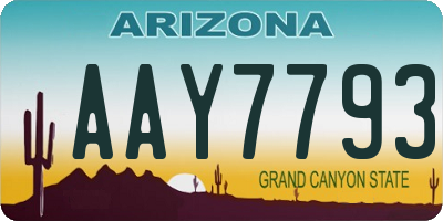 AZ license plate AAY7793