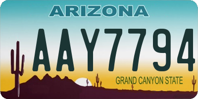 AZ license plate AAY7794