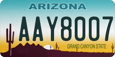 AZ license plate AAY8007