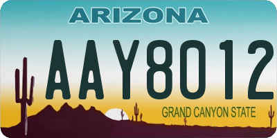 AZ license plate AAY8012