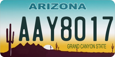 AZ license plate AAY8017