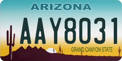 AZ license plate AAY8031