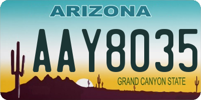 AZ license plate AAY8035
