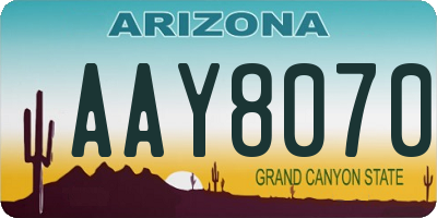 AZ license plate AAY8070