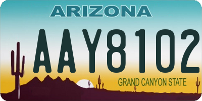 AZ license plate AAY8102