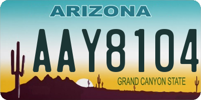 AZ license plate AAY8104