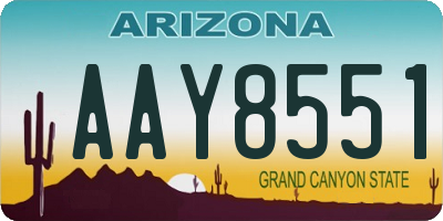 AZ license plate AAY8551