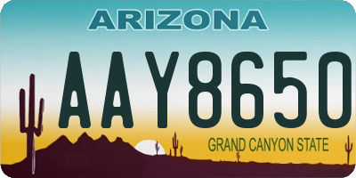 AZ license plate AAY8650