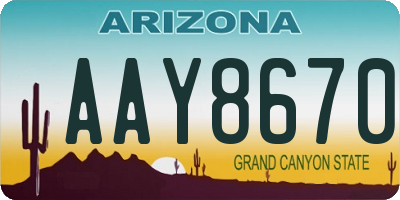 AZ license plate AAY8670