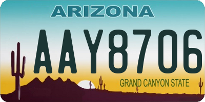 AZ license plate AAY8706