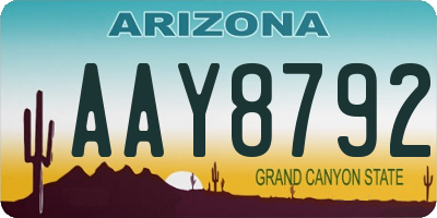 AZ license plate AAY8792