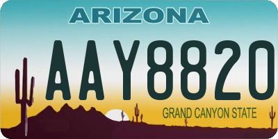 AZ license plate AAY8820