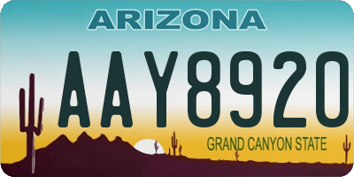 AZ license plate AAY8920