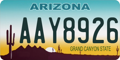 AZ license plate AAY8926