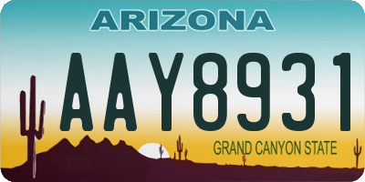 AZ license plate AAY8931