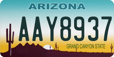 AZ license plate AAY8937