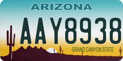 AZ license plate AAY8938