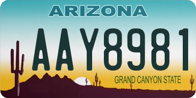 AZ license plate AAY8981