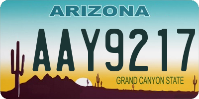 AZ license plate AAY9217
