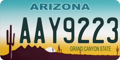AZ license plate AAY9223