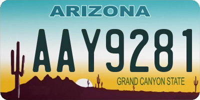 AZ license plate AAY9281