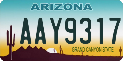 AZ license plate AAY9317